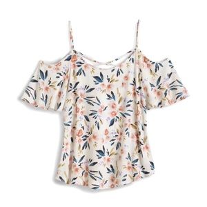 Lightweight Floral Cold Shoulder Top